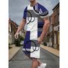 Sommar Herr Casual Sportdräkt 3D Informellt Geometriskt Tryck T-shirt + Shorts 2PC Outfits Mode Randig Kortärmad T-shirt Set