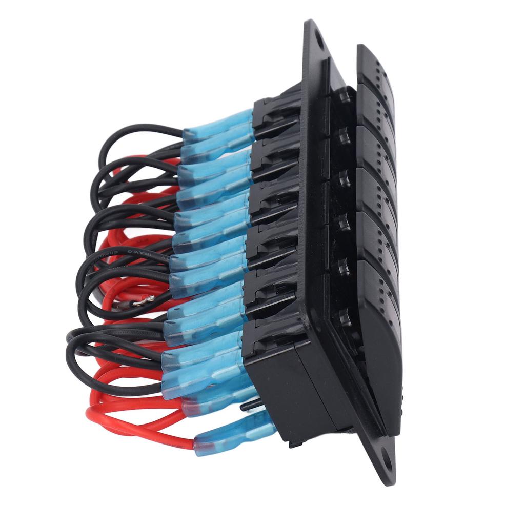 6 Gang Rocker Switch Panel LED Backlit On Off Switch Waterproof Circuit Protection for Car RV Bus Marine Boat ATV UTV