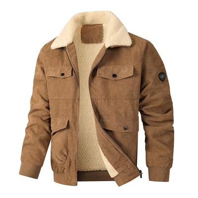 Europäische Größe Herren Cordjacke mit Lammwollfutter - Winter Baumwoll-Oberbekleidung
