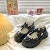 Fashion Women's Leather Shoes 2025 Spring Autumn New Height Increase Mary Jane Shoes Fashion Bow Knot Lace Comfortable Party Dress Shoes