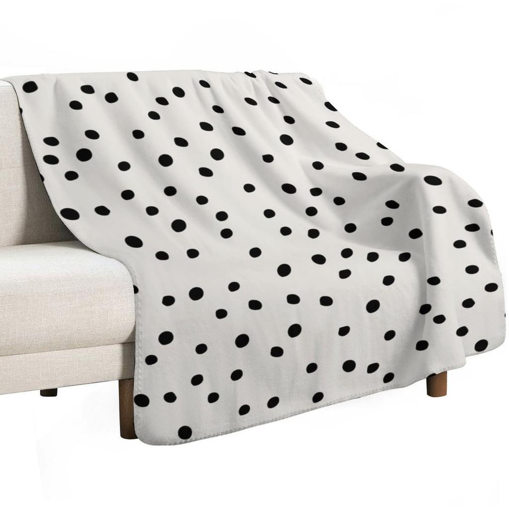 Preppy Spots Black and White Minimal Polka Dot Print Throw Blanket Anti Shedding Soft Fuzzy Blanket for Home
