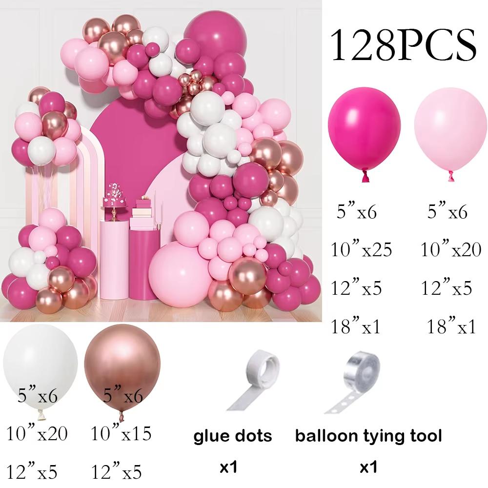 Rose Pink Balloons Garland Arch White Gold Confetti Balloon Kit Baby Shower Wedding Anniversary Birthday Party Decoration Globos