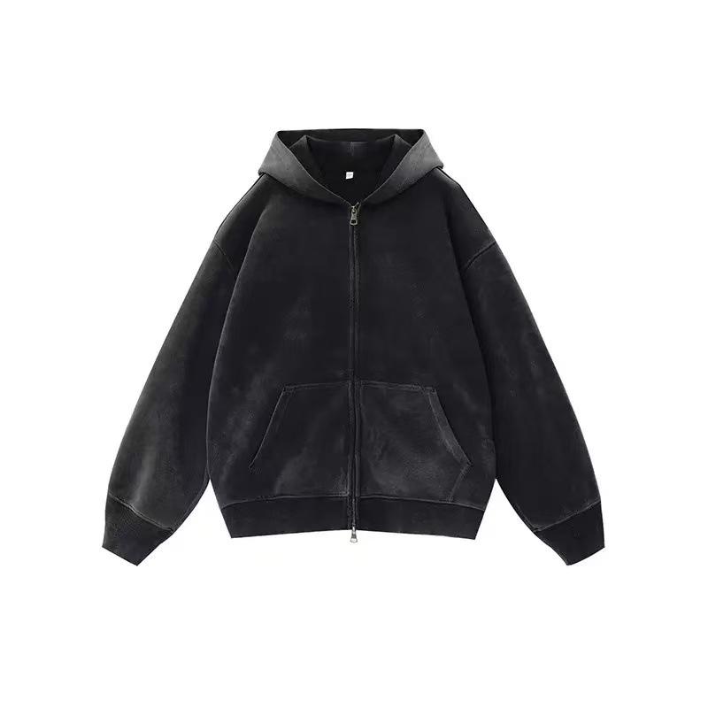 Trendy Unisex Oversized Velvet-Lined Winter Zipper Hoodie
