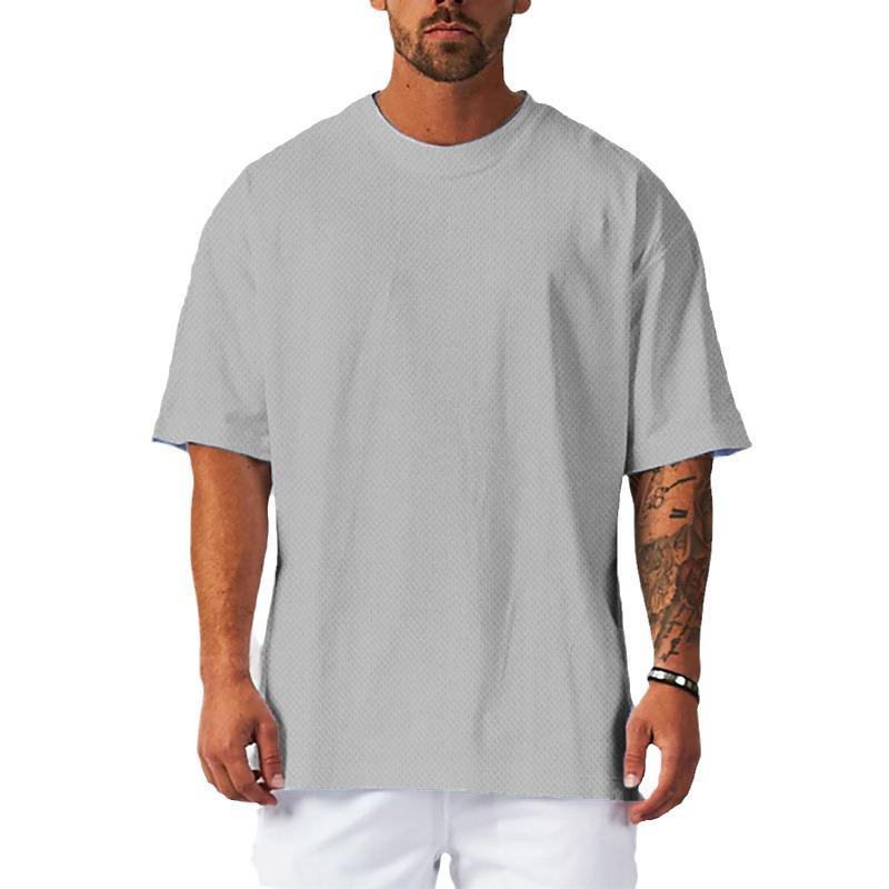 Men's Plus Size Mesh Breathable Oversized Drop Shoulder Fitness T-Shirt