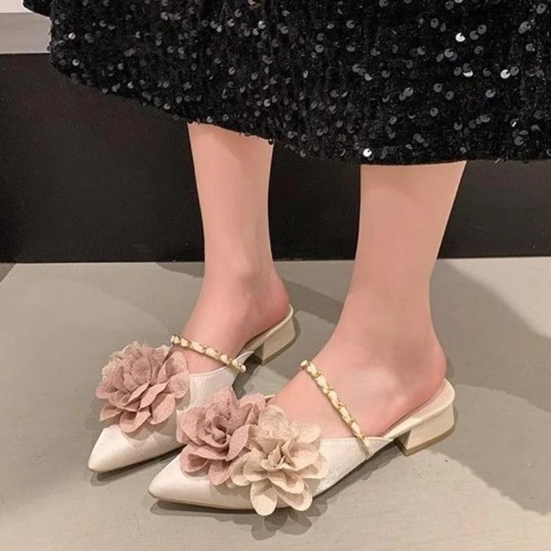 Fashion Women's Slippers and Ladies Sandals Flowers Slides Shoes Outside Elegant Fashionable 2025 Trend Summer Sale Designer Luxury Chic