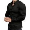Men S Long Sleeve Shirt Business Casual Stretch Solid Color Cardigan