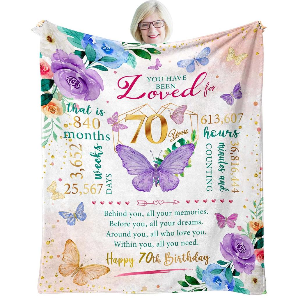 60-Year-Old Woman'S Birthday Gift Creative Digital Printing Blanket Flannel Warm Home Essential Printing Blanket