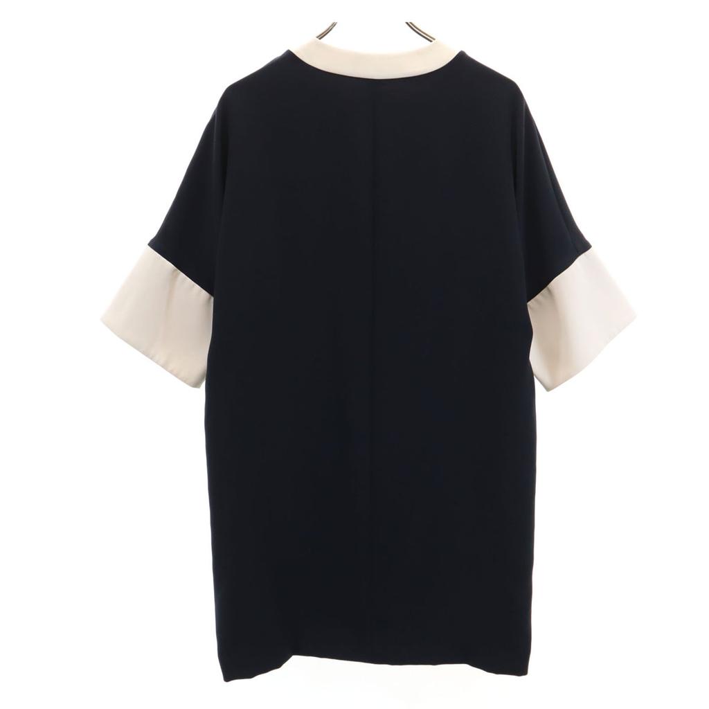 FOXEY NEW YORK made in Japan Five-quarter sleeve one piece 38 Navy Women Used