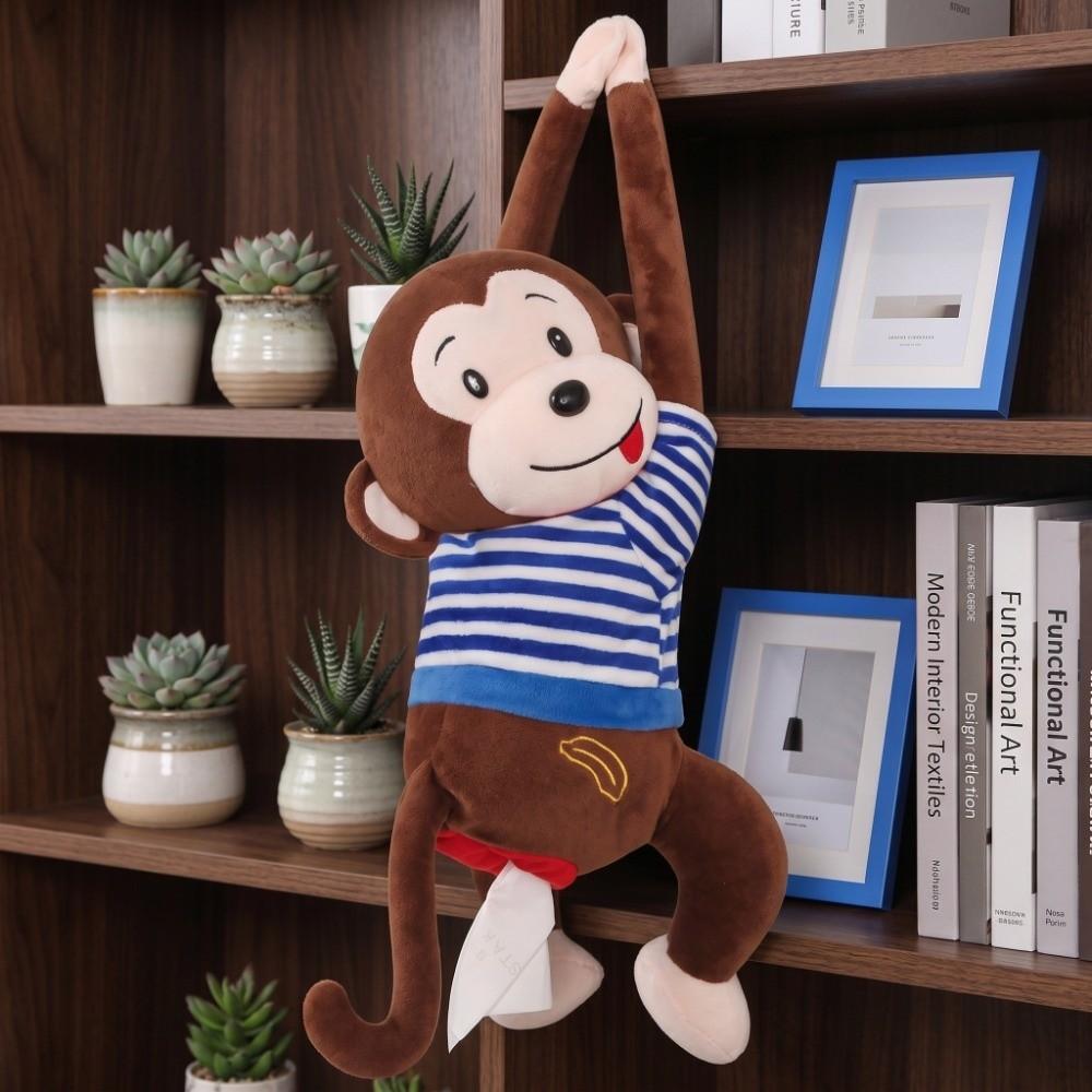 50 x 26 cm Monkey Plush Tissue Box Car Backrest Tissue Dispenser  Car rear seat back tissue storage кофейный