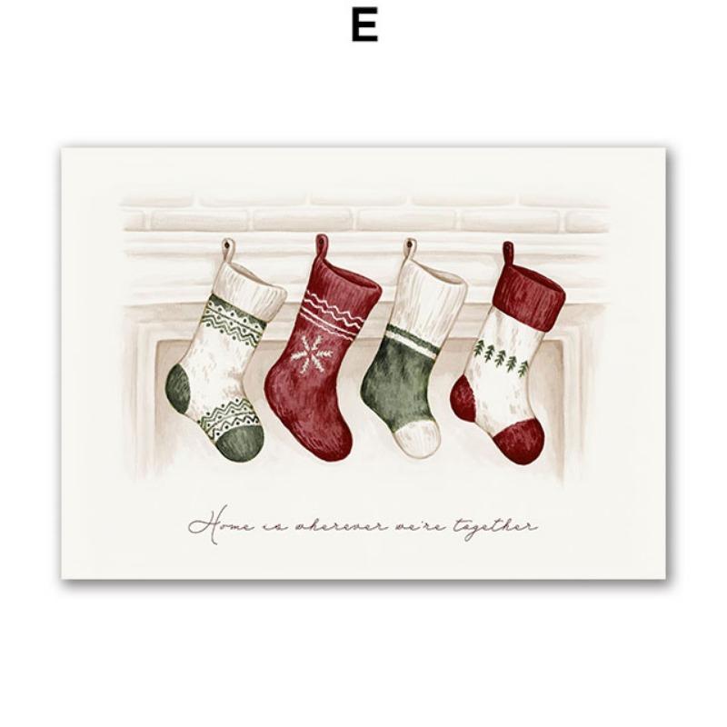 Paris Christmas Tree Shop Vase Plant Socks Gift Wall Art Canvas Painting Posters And Prints Wall Pictures For Living Room Decor