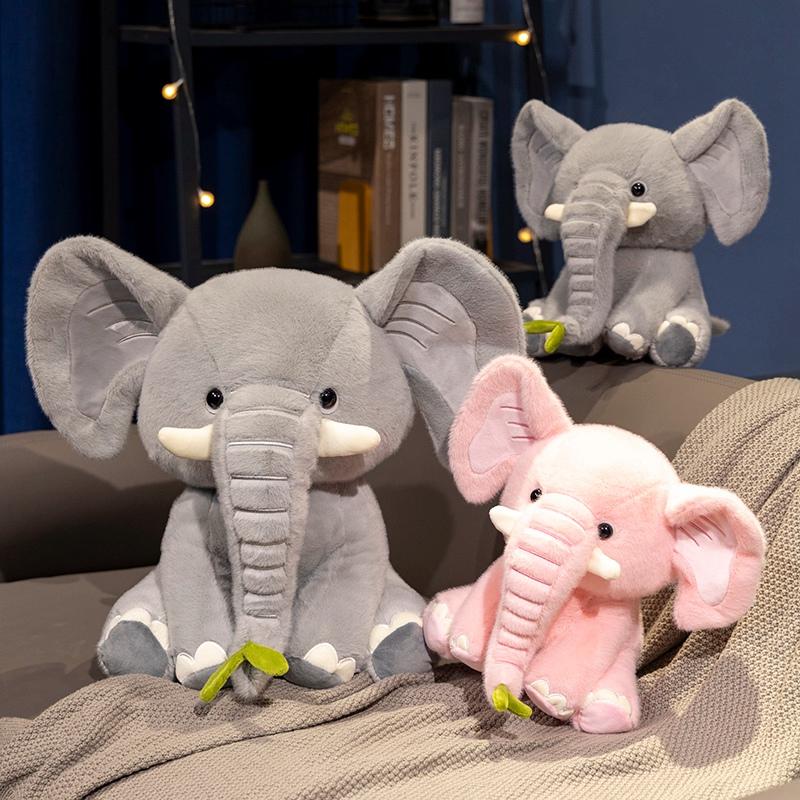 Wholesale 25/40cm Cartoon Cute Elephant Plush Doll Long Nose Pink Grey Sitting Animal Stuffed Toy Home Decor Gift For Boys Girls