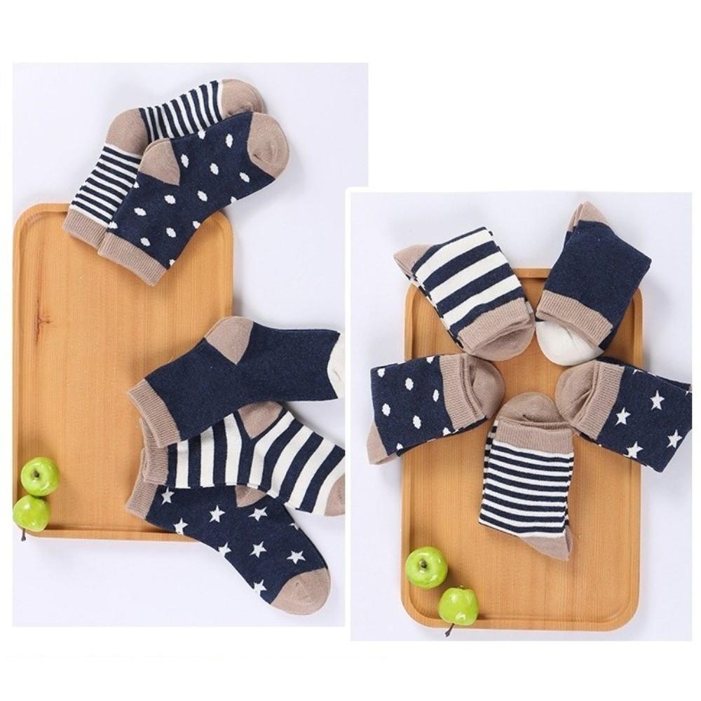 5 Pairs Soft Cotton Girls Boys Socks Strips Spots Floor Stockings Toddler Socks for 0-5 Years