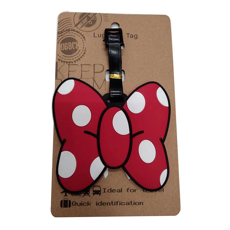 Cute Cartoon Bowknot Silicone Luggage Tag - White Palm Design