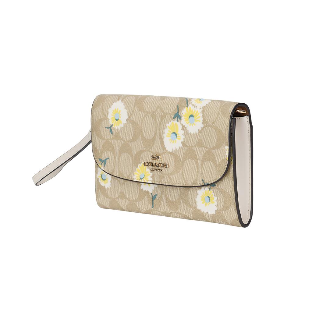 Coach Gemma 18 Daisy Monogram Flap Canvas And Leather Chain Bag Women Handbags Khaki C3052-IMOTV