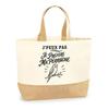 Cabas - PLANETEE - J'peux Pas Minimaliste (J’peux Pas Je Préfère Ma Perruche) - Coton Premium - Fond Jute Large - 48×37×13 Cm