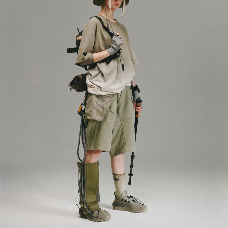 Adidas Originals X Hamcus Kolaborace SS23 Gradientní Kulatý Výstřih Krátký Rukáv Spuštěná Ramena Unisex Trička Mika-Růžová HY4193