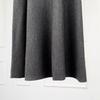 Black Label Women's A-Line Knitted Midi Skirt, Elastic Waist, Yangtze Yarn 2-Ply 48s Wool, Black Grey