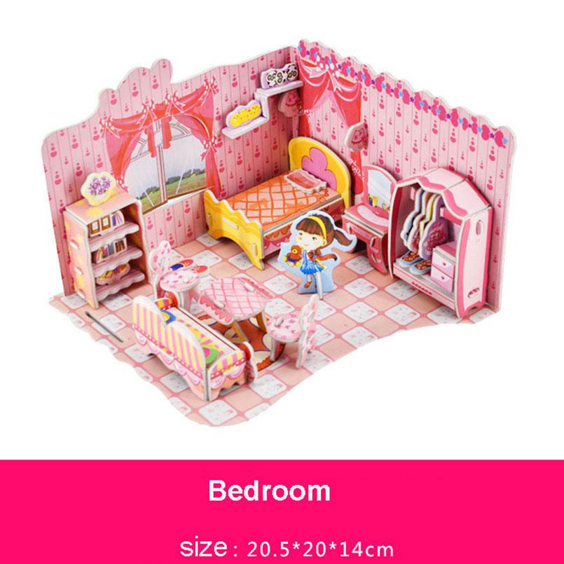 Kids 3D Stereo Puzzle Cartoon House Building Model DIY Handmade Dollhouse Early Learning Educational Toys Gift for Children