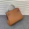 Neue Leder Kelly Tasche Swift Leder breiter Schultergurt atmosphärische Handtasche silberne Schnalle weiches Leder Mode einfache Umhängetasche