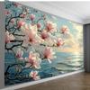 1pc Tranquil Beach Blooming Magnolia Tree Tapestry - Polyester Fabric, Machine Washable, Suitable for Bedroom Living Room
