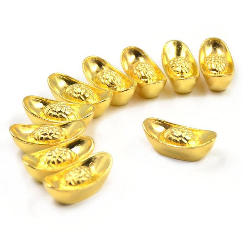 10pcs/set Office Home Decor Fengshui Decor Mascot Ingot Ornament Gold Ingot Yuanbao Lucky Money