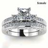 Fashion Silver Color Couple Rings for Lover's Trendy Stainless Steel Men Rings Cute Women Rhinestones Zircon Rings Set