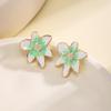Nidin Summer Fresh Flower Enamel Stud Earrings 6 Colors Choice French Retro Style Cute Floral Ear Jewelry For Women Girls Gifts