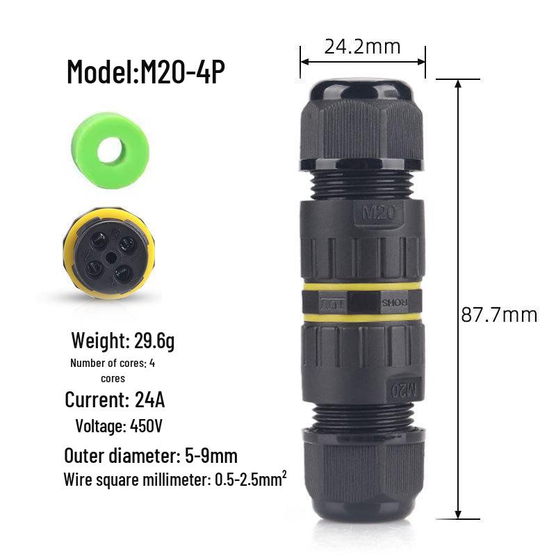 IP68 M20 Outdoor Waterproof Connector for Street Lights - 3-Core & 4-Core Cable Compatible