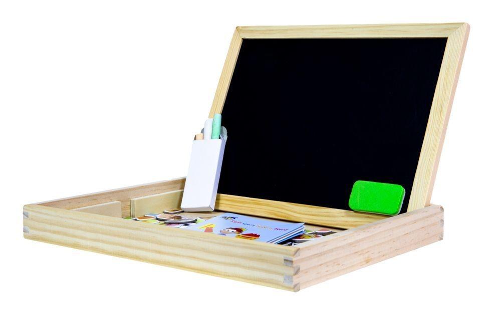 Drewniana Tablica Edukacyjna 2W1 Dwustronna Magnetyczna Kredowa Zegar