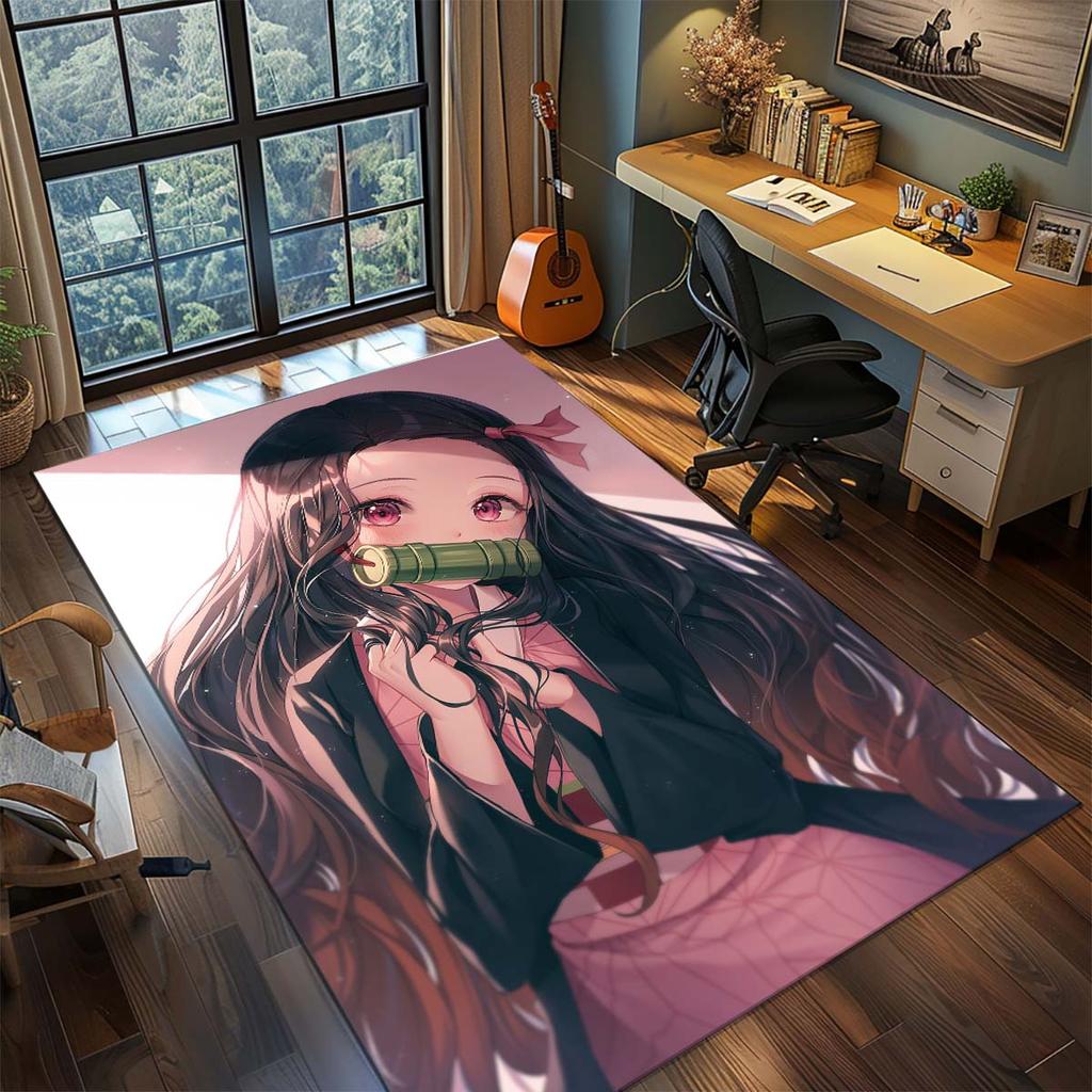 Demon Slayer Anime Rug Carpet Large Area Rug Non Slip Washable Floor Mat Gamer Room Bedroom Home Decor -QJY