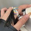 Exaggerated Design Zebra Tassel Ring High-End Feeling Creative Design Zebra Head Ring Open Ring Metal Material Finger Ring