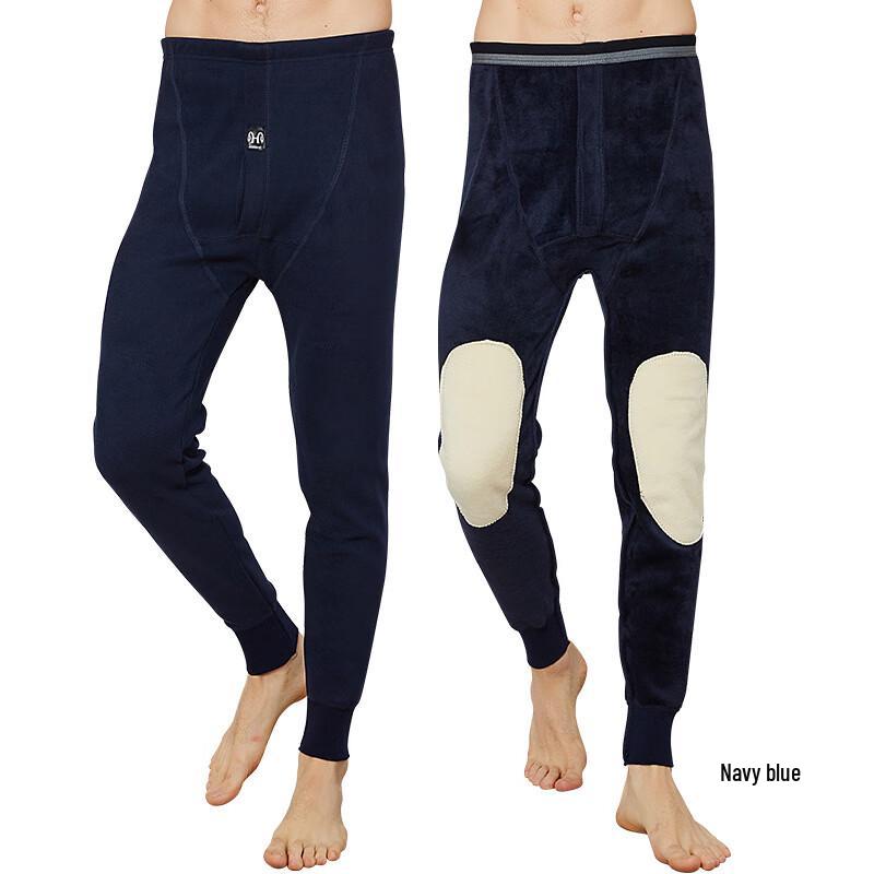 Hengyuanxiang Men's Fleece-Lined Thermal Pants with Knee Pads