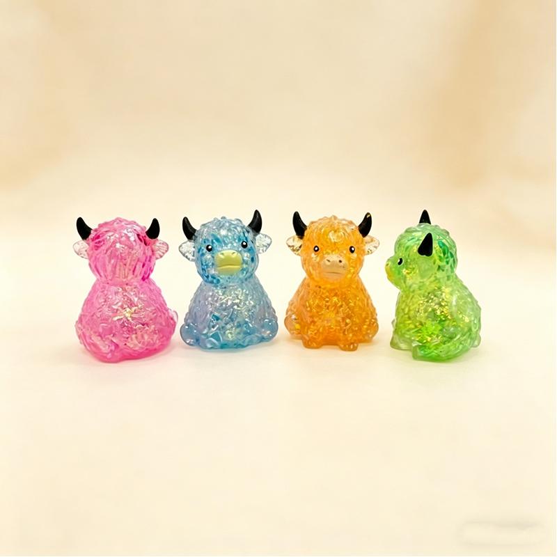 Mignon Maltose Squishy Paillettes Vache des Highlands Jouets à Presser Animal Doux Montée Lente Anti-Stress Soulager l'Anxiété Jouet Sensoriel Fidget