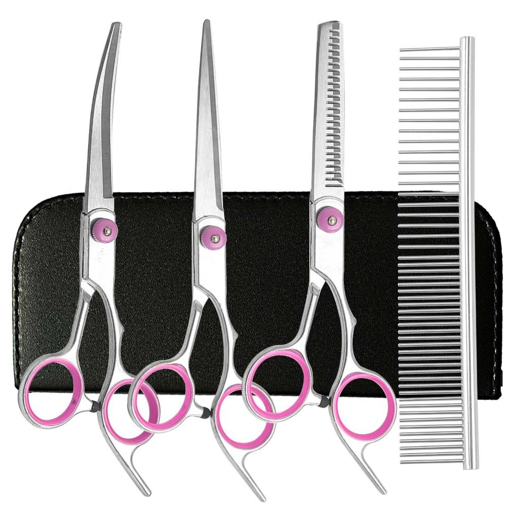Professional Dog Grooming Trim Down Curved Stainless Steel Dog Haircut Trim Tools Round Tips Safety Pet Precision Trimming