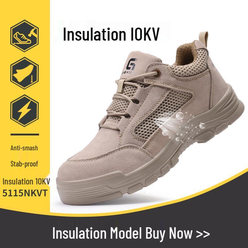 Men's Summer Safety Shoes: Breathable, Anti-Smash, Puncture-Resistant, Steel Toe, 10KV Insulated Electrician Work Shoes