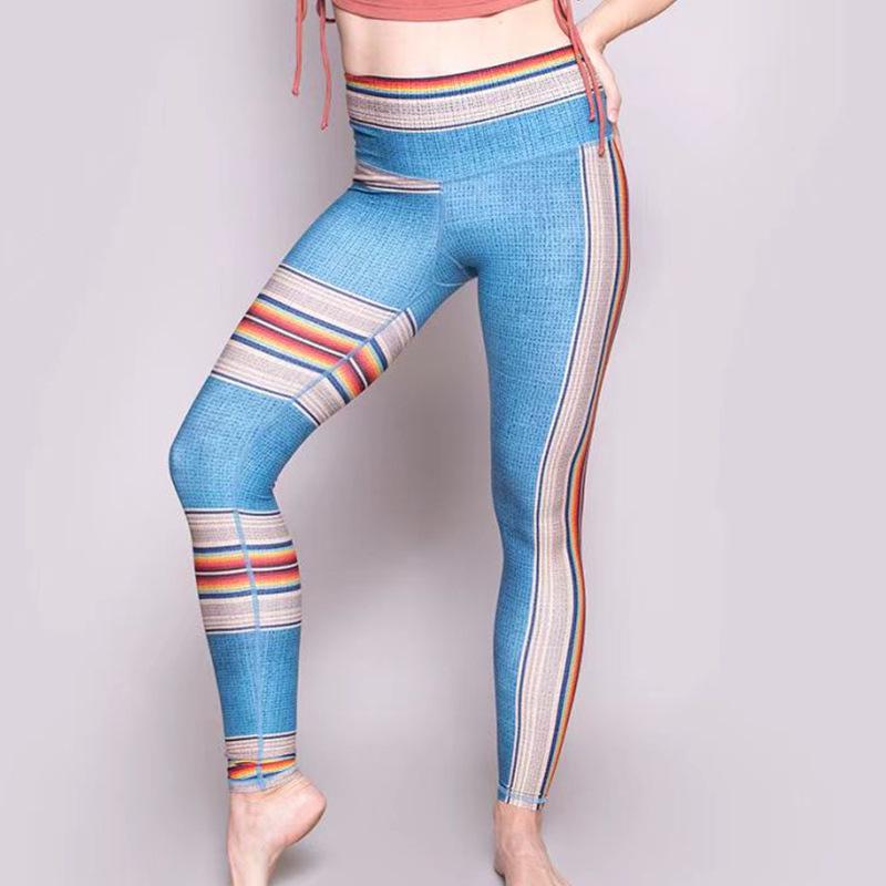 

Женские быстросохнущие брюки для йоги с высокой талией - Цветной принт, Утягивающие, Плотная посадка, Идеальны для бега и фитнеса S