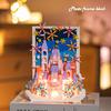 Pink Castle Building Blocks 3D Postcard Building Assemble Model Bricks Creative Desktop Decoration Children's Holiday Gifts