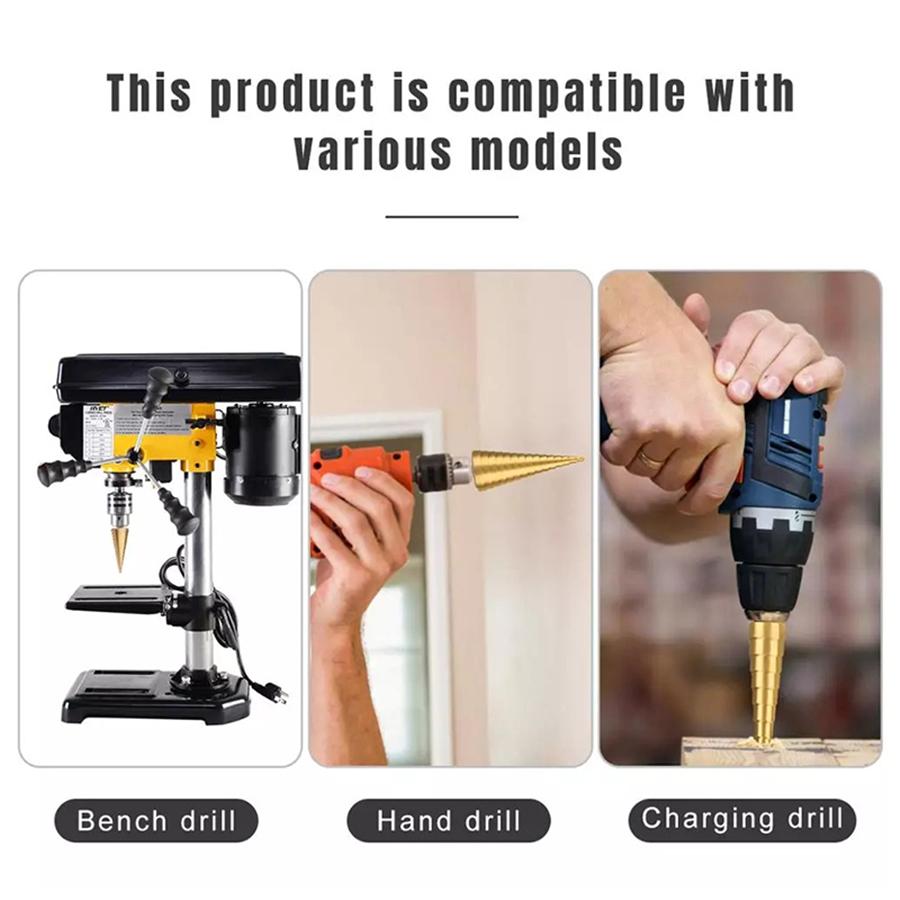 3Pcs HSS Sheet Metal Tools Drill 4-12/20/32mm Hex Titanium Step Cone Car Repair
