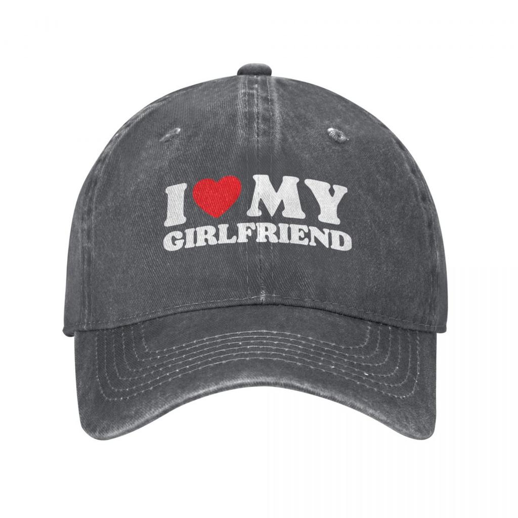Vintage I Love My Girlfriend Baseball Caps for Unisex Women Distressed Washed Sun Cap Outdoor Running Golf Caps Hat