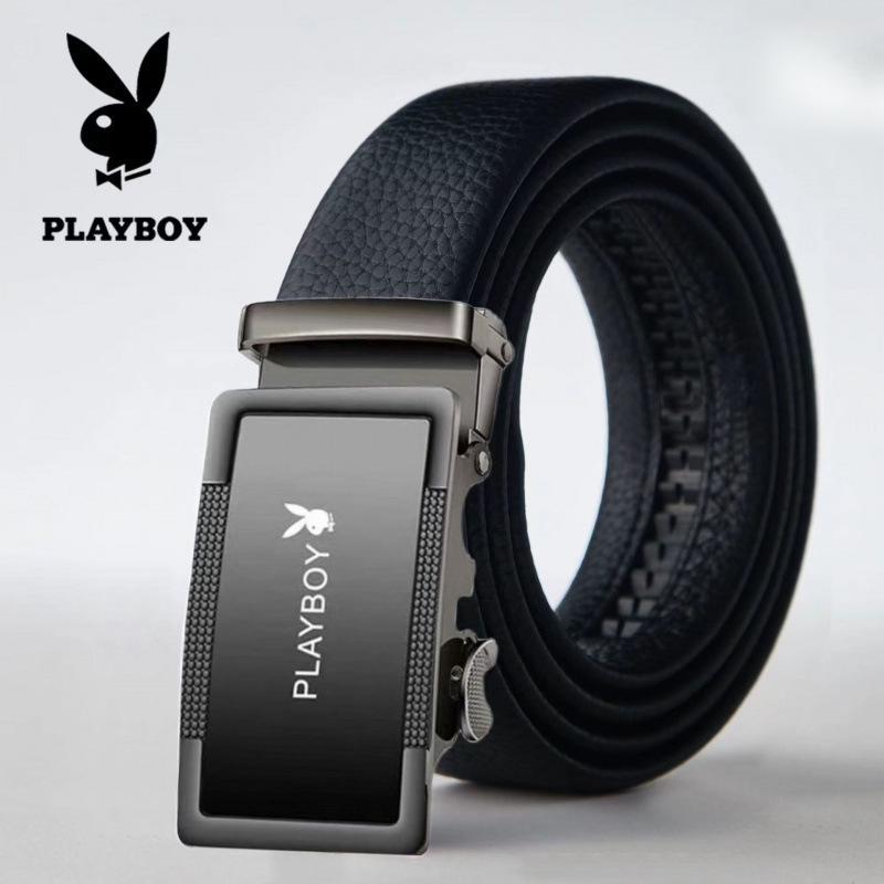 Playboy Men's Genuine Leather Automatic Buckle Belt - Business & Casual Fashion