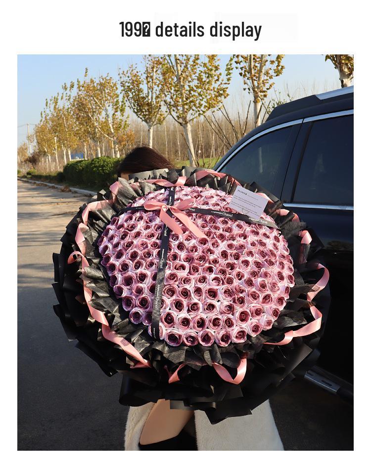 Valentine's Day Plum Rose Soap & Preserved Flower Gift for Girlfriend or Best Friend