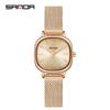 Sanda Ladies' Small Square Steel & Leather Quartz Watch