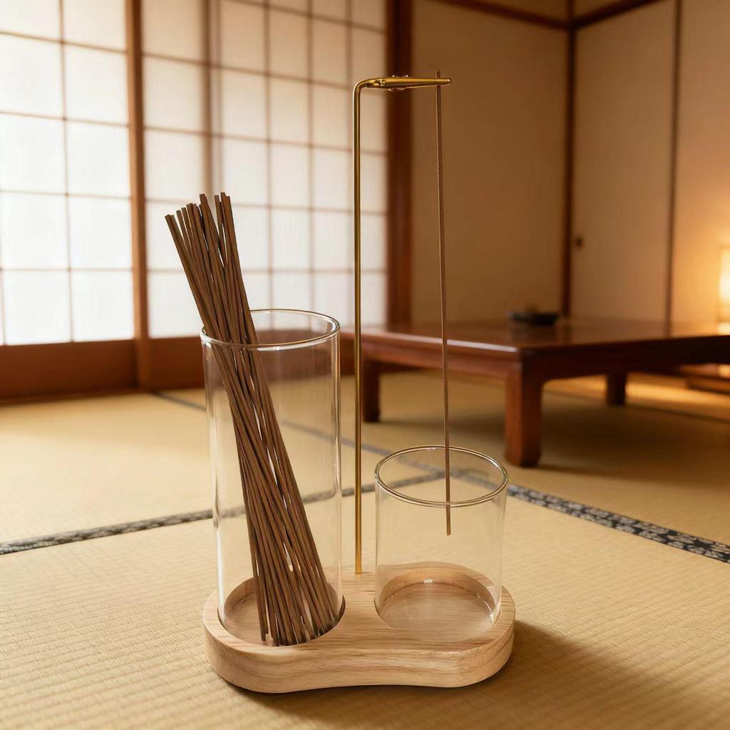 Zen Solid Wood Incense Holder - Versatile Inverted Incense Burner and Mosquito Coil Holder in Ancient Style for Home Use.