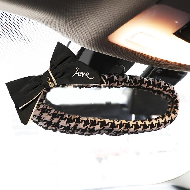 1pc Classic Plaid Bowknot Universal Car Gear Shifter Handbrake Cover Auto Seat Belt Case Car Interior Decor Accessories Women