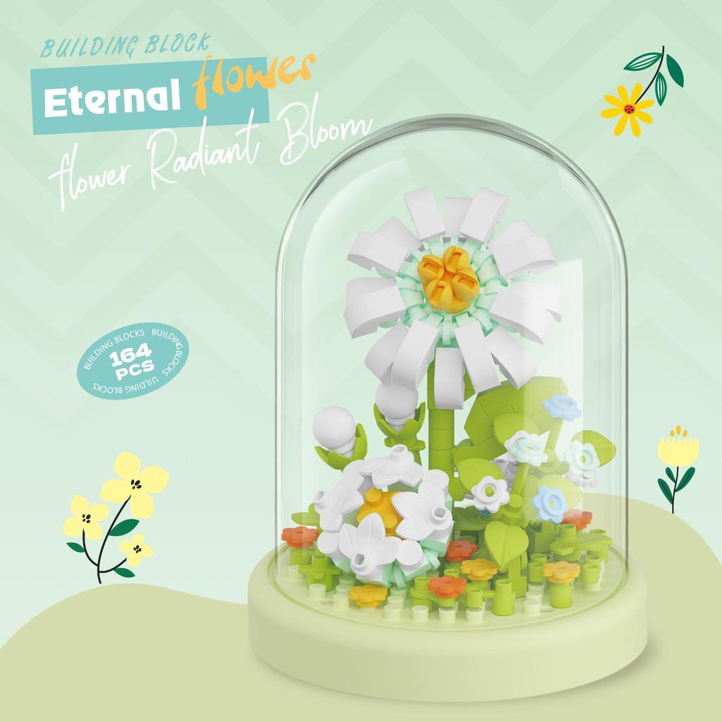 Eternal Flower Bouquet Building Blocks Kids Toy Mini Bricks Girl Series Rose Gift for Valentine Birthday