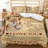 Postcard Letter Cover Handwriting Three-piece 3D Digital Printing Quilt Cover Bedding Kit