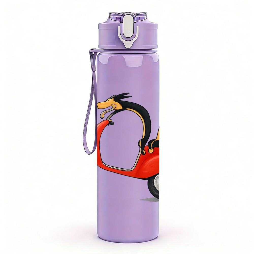 1PC Scooter Bird Cartoon Art 750ml Color Plastic Sports Water Bottle Leakproof Flip Straw Lid Suitable for Sports Office Home Use