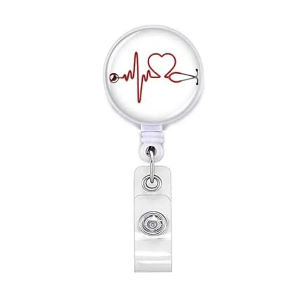 2026 Retractable Doctor Nurse Badge Reel Fashion Cartoon Cute Students ID Card Badge Holder Lanyard Id Badge Holder