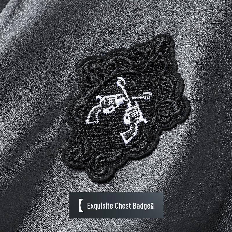 Men's Genuine Sheepskin Baseball Collar Leather Jacket