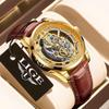 Men Watch Skeleton Quartz Wristwatch Gold Skeleton Retro Man Watch Top Brand Luxury Clock Mens Watches